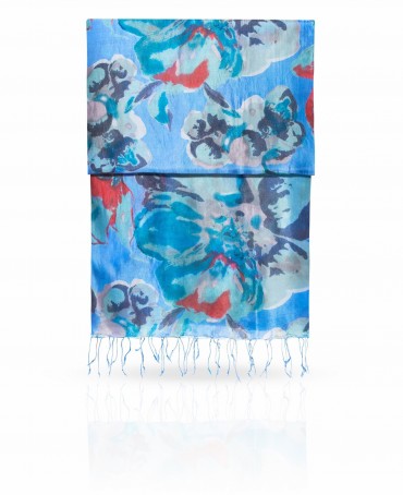 Палантин Женский S30-BIGFLOWER/BLUE